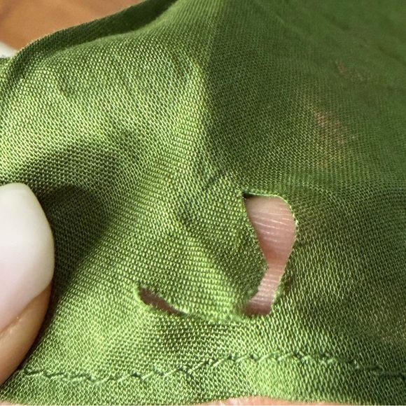 RHODE Olive Green Puff Sleeve Lace Up Back Mini Dress Size S - Picture 4 of 5